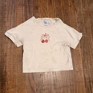 Princess Polly Cream Kids Tee with Cherry Design